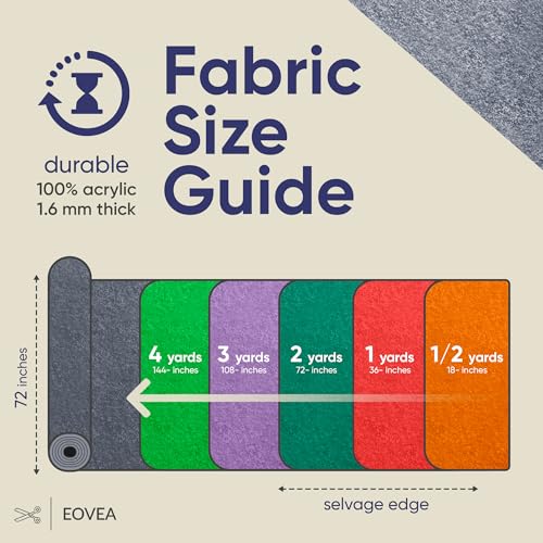 EOVEA | Acrylic Felt Fabric by The Yard | 72" Wide | 1.6mm Thick | Soft & Durable Non-Fraying Felt | for DIY Crafts, Sewing, Upholstery, Costumes & Padding(Charcoal, One Yard) - color: Charcoal, size: 1 Yard