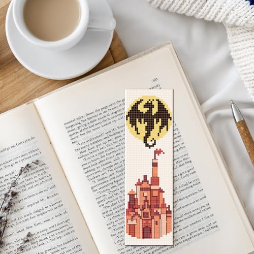 FREEBLOSS 6 Set Cross Stitch Bookmark Kit Cross Stitch Kit Castle Stamped Embroidery Bookmark with Instruction Cross Stitch Kits for Adults DIY Bookmark Kit 8.66''x3.15'' - style: Castle