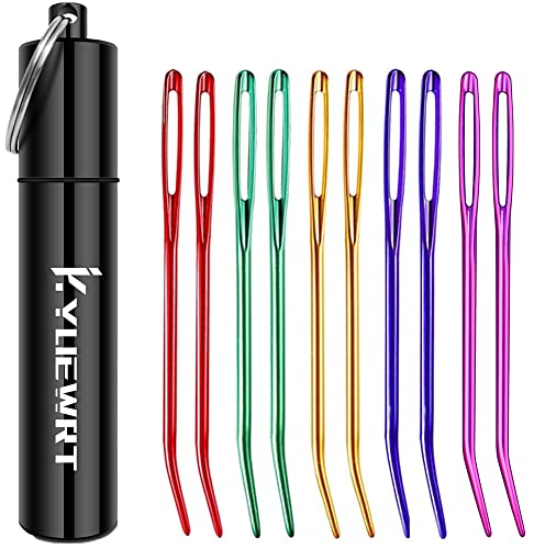 Premium Tapestry Needle & Weaving Needle Set for Crochet, Anodized 6063 Aluminum Bent Tip Yarn Needles with Portable Storage Tube for Crochet Finishing, Amigurumi & Knitting - size: 2.8 inches