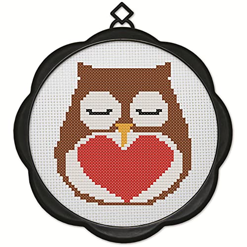 Awesocrafts Cross Stitch Kits Owl 11CT Stamped Patterns Easy Cross Stitching Embroidery Needlework Kit Supplies (Owl 1) - color: Owl 1