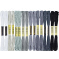 16 Skeins 131 Yards Multicolor Embroidery Thread Set 6 Ply 1.2mm Cotton Cross Stitch Embroidery Floss Friendship Bracelet String for Bracelet Making Knitting Stitching Sewing Crafts (Gray) - color: Gray-16 Skeins