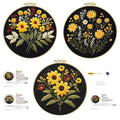57lilina Embroidery Kit for Beginners, Pack of 3 with Hoop, Threads, Needle - color: Flower C