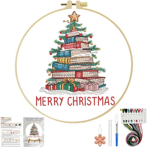 HKLIOPU Embroidery Set for Beginners Art Crafts Easy Sewing Includes Embroidery Clothes with Pattern, Hoop, Instruction Manual, Color Stitch Set,All Inclusive Starter Set,Unique DIY Gift - color: LCX004