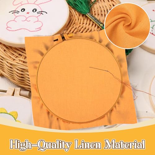 12 Sheets 12 Colors Embroidery Fabric Linen Needlework 7.8×7.8Inch - size: 7.8×7.8Inch