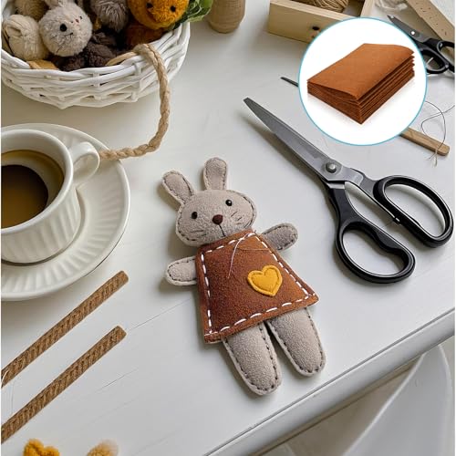 10 Pcs Brown Felt Sheets, 8" X 12" Soft Felt Sheets for Crafts, Felts Sheet for Crafts Sewing Quilting Project Patchwork