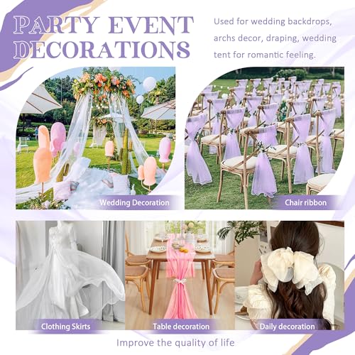 Horbaunal Lavender Chiffon Fabric by The Yard, 5 Yard Precut Sheer Fabric - color: Lavender, size: 5 Yards