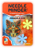 Awesome Pattern Studio Needle Minder Set - Mandala Fox Magnetic Needle Minder + 2 Needle Threaders. Enamel Pin for Cross Stitch, Embroidery and Craft