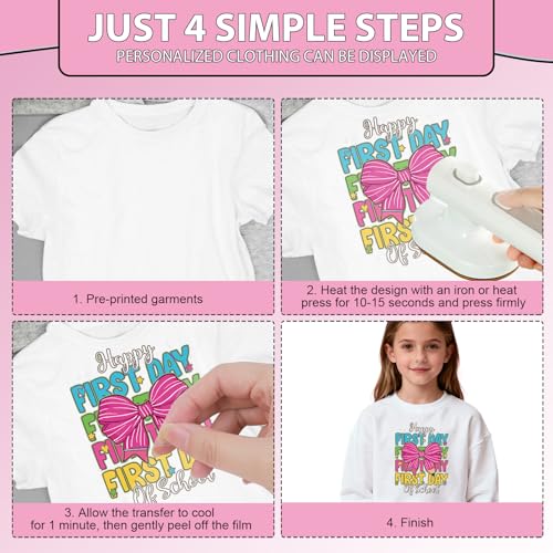 Rngmsi Dtf Transfers Ready to Press - 20 Pcs First Day of School Iron on Patches for T-Shirts, Back to School Iron on Stickers Heat Transfer Vinyl Decals for DIY Fabric Clothes Decor - style: First Day of School
