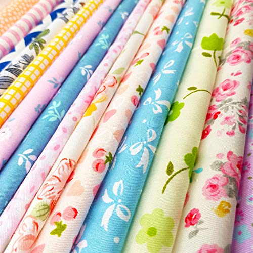 flic-flac 50pcs 10 x 10 inches (25cmx25cm) Cotton Fabric Squares Quilting Sewing Floral Precut Fabric Square Sheets for Craft Patchwork (50pcs 25cm*25cm) - size: 50pcs 25cm*25cm