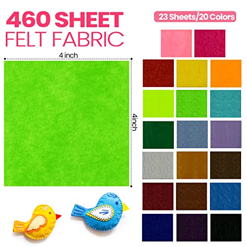 Moukeren 460 Pcs 4 x 4 Inch Felt Sheets for Craft, Rainbow - color: Rainbow, size: 4 x 4 Inch
