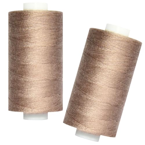 All Purpose Polyester Sewing Thread-2 Spools for Hand and Machine Sewing(Light Brown) - color: Light Brown