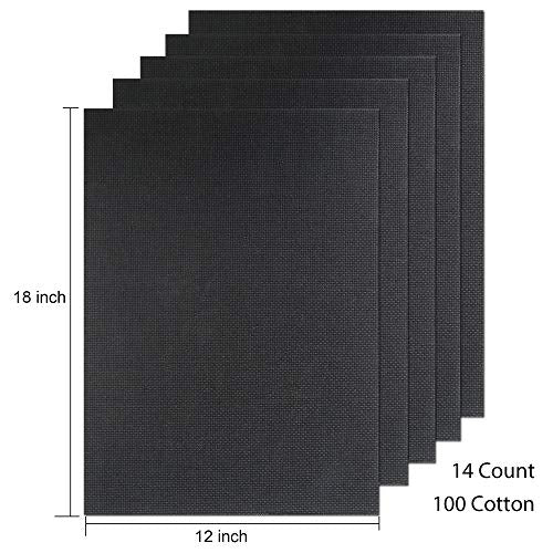 Aida Cloth 14 Count Cross Stitch Fabric,12×18inch,5Pcs (Black) - color: Black