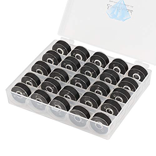 Simthread 25pcs Size L SA155 60WT Prewound Bobbin Thread - Black - color: 60wt 25Black