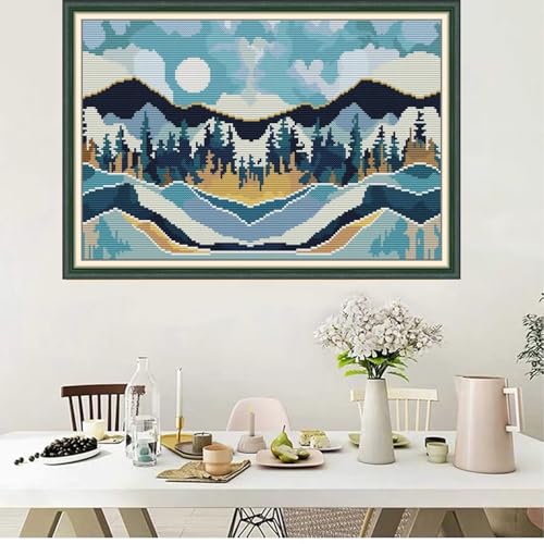 Svarog 14CT Stamped Cross Stitch Kit for Beginners - Easy & Stylish DIY Embroidery with Simple Patterns, Ideal for Women’s Relaxation | Forest of The Valley | 15.8 x 11 inch - color: Forest of the Valley 15.8 x 11 inch