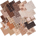 25 Pcs Brown Cotton Fabric Squares, 10 x 10 Inch, Precut - color: Brown Floral