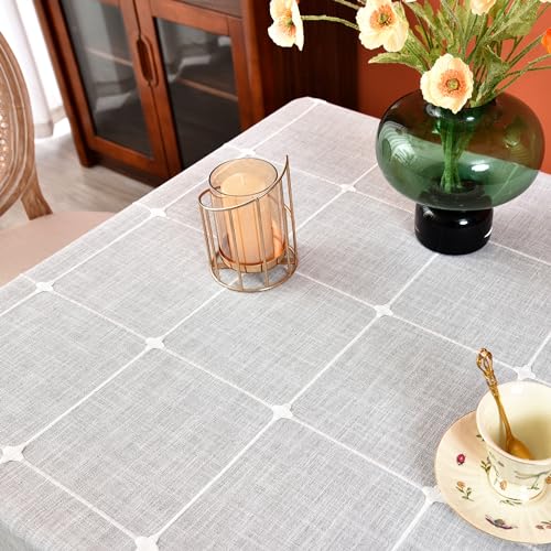 Plaid Farmhouse Tablecloth Checkered Cotton Linen Heavy Weight Table Covers Square 70x70 Inch - color: Grey, size: 70" x 70" (Square)