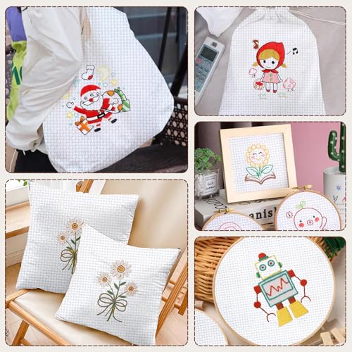10 PCS White Aida Cloth 14 Count Cross Stitch Fabric (11.8×11.8 Inch) - size: 11.8 × 11.8 Inch