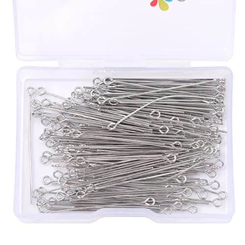 BEADIA Platinum Plated Open Eye Pins Non Tarnish 40mm 150pcs for Jewelry Making Findings - color: Open Eye Pins Platinum, size: 40x0.7mm
