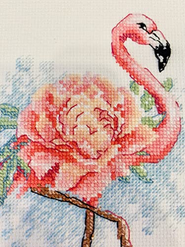 RIOLIS - Blooming Flamingo 2117, Animals Cross Stitch Kits 7" x9½, Cross Stitch Kits for Beginners & Advanced, Crossstitching Kit Adult, Embroidery Counted Stitching Kit - style: Blooming Flamingo 2117
