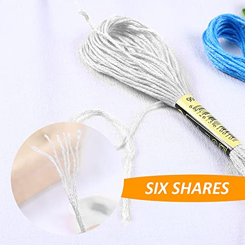 Embroidery Floss Kit-24 Skeins Premium Cross Stitch Thread for Knitting, Embroidery Stitching and Cross Stitch Project - color: White