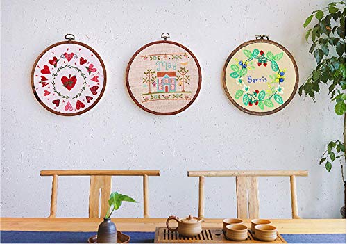 Embroidery Hoops Cross Stitch Hoop Ring Imitated Wood Circle Set Display Frame for Art Craft Handy Sewing and Hanging - Pack of 3 (5.5"+6.7"+8.6") - color: 3pcs Round