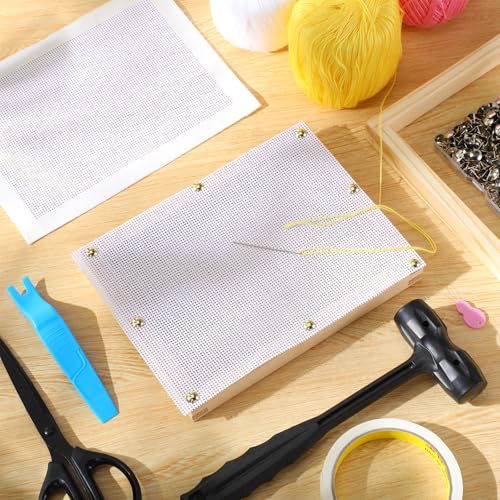 Moukeren 7 Pcs 12 x 14 Inches Needlepoint Canvas Starter Kit Include 13 Mesh Blank White Canvas and 1 Rolls Tape Pure Cotton Needlepoint Mesh for Embroidery DIY Knit Crochet Projects Make Dividers - size: 12 x 14 Inches