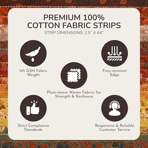 Tinyspool & Co.'s Twirlie Roll 40 Precut Quilting Fabric Strips for Quilting Supplies, Crafting, and Sewing, Soft Cotton Strip for Blanket, Rug, Upholstery, Home Decor, and Purse Making, Fall is Here - color: Fall is Here