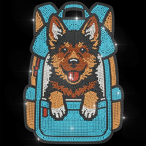 ANATTASOUL Dog & Backpack 11.6"x8.2" Animal Rhinestone Iron on Patches - style: Dog and Backpack