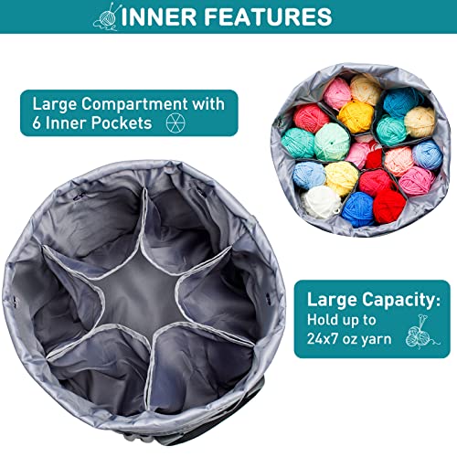 MYBAGZING Expandable Crochet Bag Organizer with Drawstring Closure, Round - color: Grey-Ⅰ, size: Large-Drawstring Closure