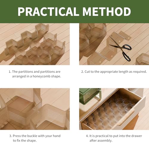Honeycomb Separator Adjustable Drawer Organizer Divider for Underwear Belt-Scarf Socks Organizer (Gray(4pcs)) - color: Gray(4pcs)
