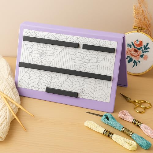 Flutesan 1 Pcs Knitting Pattern Holder, Folded Size 6.1 x 9 Inch, Purple - color: Purple, size: Folded Size 6.1 x 9 Inch