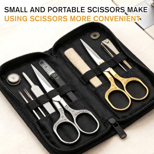 Small Embroidery Scissors, 2 Pack 5 Inch Vintage Embroidery Scissors Crochet Scissors with Stainless Steel Sharp Blade for Crafting, Sewing, Needlework, Cutting, Handicraft, Knitting