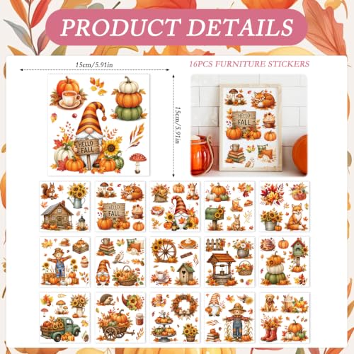 Fall Pumpkin Rub on Transfers for Crafts Furniture 5.9x5.9 Inch - color: Autumn Pumpkin