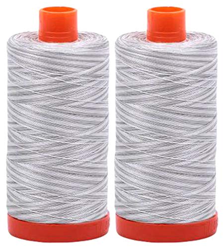 2-Pack - Aurifil 50WT - Silver Moon (4060) Variegated - Mako Cotton Thread - 1422 Yards Each - color: 2-pack - Silver Moon 4060