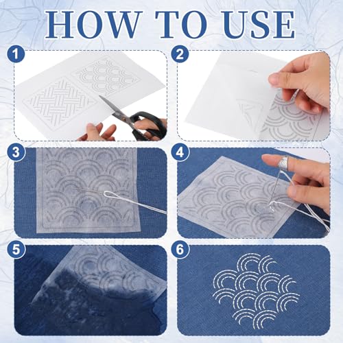 Booson 28 Pcs Thread Kit Sashiko Needles Denim Fabric