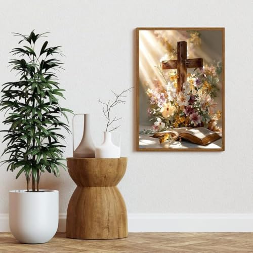 niurenmaoyi Religious Cross Stamped Cross Stitch Kits for Beginner,12X16In - color: Cross Stitch Kits00617-06