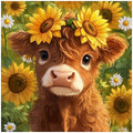 Cattle Sunflower Stamped Cross Stitch Kits for Adults - Embroidery Kits for Beginners Adults,11 CT Patterns Dimensions Counted Cross Stitch Kits for Adults Arts Craft 14x14 inch - color: Cross stitch-22