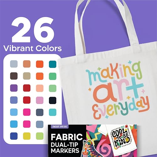 Zenacolor - 26 Fabric Markers Permanent for Clothes - Dual Tip