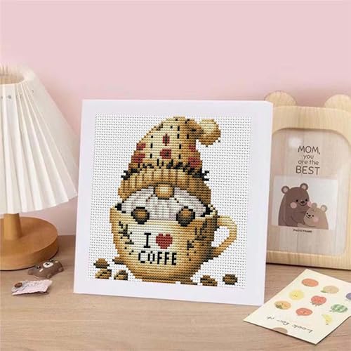 niurenmaoyi Gnome 11CT Cross Stitch Kits for Beginner with Framed,7x7in - color: Cross Stitch Kits0518-09