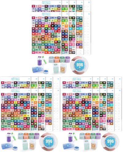 ARTDOT 2 Set Label Stickers for Diamond Art Storage Kits for Adults, 489 Colors Stickers Matched with Actual Embroidery Floss as Diamond Painting Accessories and Cross Stitch Supplies (Pack of 3) - size: Large (Pack of 3)