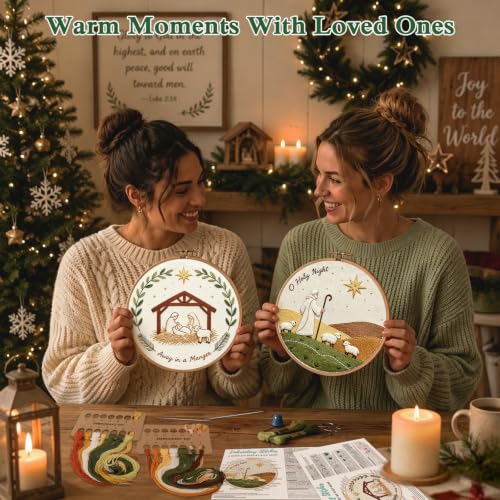 Louise Maelys 3 Set Christmas Embroidery Kit for Beginners, Faith DIY Craft - color: Christian