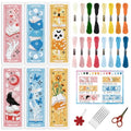 INFUNLY 6pcs Books Cross Stitch Bookmark Kit for Beginners DIY Butterfly Flower Stamped Embroidery Bookmark Kits Moon Bird Needlepoint Kit with Instruction Easy Cross Stitch Set for Book Lovers Reader - style: Dreamy Books