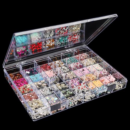 Noverlife 36 Grids Clear Plastic Organizer Box, Bead Storage Organizer Box - size: 36 Grids - 1 Pack