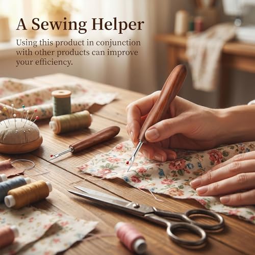 2 Pcs Seam Ripper with Wood Handle for Sewing Remove Stitches Ergonomic Grip for Knitting Hand Sewing Embroidery Thread Removal (S/L)
