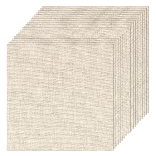 20 PCS Linen Embroidery Fabric, 8 × 8 Inch Natural Color Fabric - color: Natural Color, size: 8×8 Inch