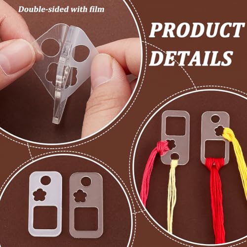 PH PandaHall 30pcs Clear Acrylic Floss Drops Embroidery Thread Organizers Rectangle Thread Drops Acrylic Floss Bobbins Drops for Embroidery Cross Stitch Thread Storage, 1×2inch - size: 1×2inch