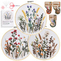 Santune 3 Pack Embroidery Kit for Beginners, Needlepoint Cross Stitch Kits for Adults,Needle Point Sets with Stamped Wild Flower Pattern Stitch Video Tutorial - color: Wild Flower Patterns