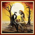 Disxvivy Cross Stitch Stamped Full Embroidery Kits DIY 11CT Cotton Thread Printed DIY Needlepoint Kits Craft Needlework Set Cross-Stitch Stamped Sets- Skeleton Couple 18x18 inch - color: Artstyle04