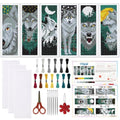 ORIGACH 6 Set Wolf & Forest Cross Stitch Bookmark Kit for Beginner - style: Wolf & Forest