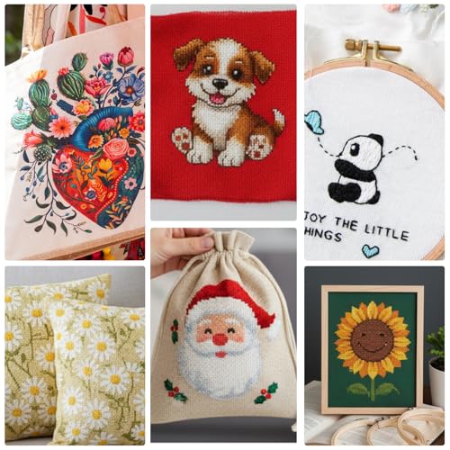 12 Pcs 12 x 18 Inch 14 Count Aida Cloth Cross Stitch Fabric, Pre-Cut Cotton Embroidery Fabric Cloth for DIY Handmade Needlework Art Craft